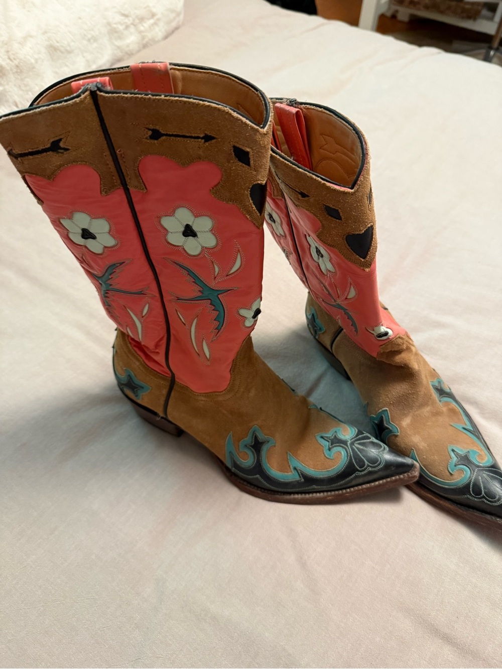 Old Gringo Coral Floral Western Cowboy Boots - Suede Leather - Picture 2 of 5